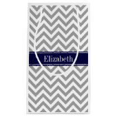 Donk Gray Lg Chevron Navy Blue Name Monogram Klein Cadeauzakje (Voorkant)