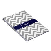 Donk Gray Lg Chevron Navy Blue Name Monogram Notitieboek (Rechterzijde)
