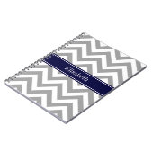 Donk Gray Lg Chevron Navy Blue Name Monogram Notitieboek (Linkerzijde)