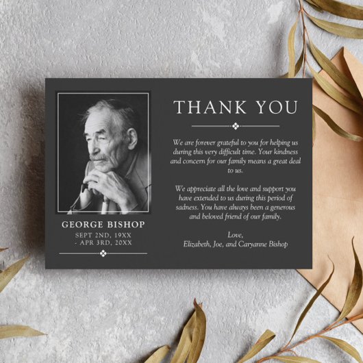 Donk Gray Minimalist Foto Sympathie Hartelijk dank Bedankkaart