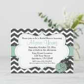 Donk Gray Mint Chevron Uitnodiging (Staand voorkant)