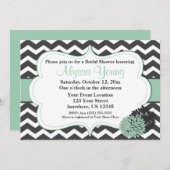 Donk Gray Mint Chevron Uitnodiging (Voorkant / Achterkant)