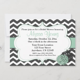 Donk Gray Mint Chevron Uitnodiging