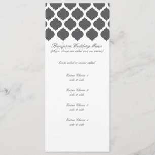 Donk Gray Moroccan Pattern Wedding Menus Menu