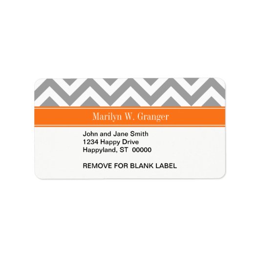 Donk Gray White LG Chevron Pumpkin Naam Monogram Etiket (Voorkant)