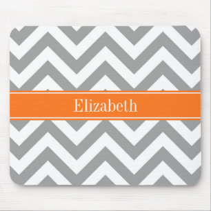Donk Gray White LG Chevron Pumpkin Naam Monogram Muismat