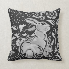 Donk Gray White Rabbit Moeder & Babies Chinoiserie Kussen