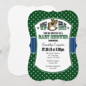 Donk Green Blue Cowboy Baby shower Invitation Kaart (Voorkant / Achterkant)