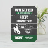 Donk Green Chalkboard Cowboy Birthday Invitation Kaart (Staand voorkant)