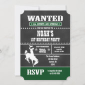 Donk Green Chalkboard Cowboy Birthday Invitation Kaart (Voorkant)