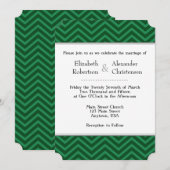Donk Green Chevron Wedding Invitation Kaart (Voorkant / Achterkant)