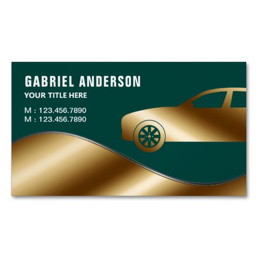 Donk Green Gold Luxury Car Hire Chauffeur Magnetisch Visitekaartje (Voorkant)