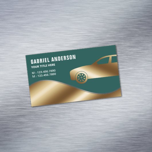 Donk Green Gold Luxury Car Hire Chauffeur Magnetisch Visitekaartje (Voorbeeld)