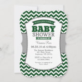 Donk Green Grey Chevron Baby shower Invitation Kaart (Voorkant)