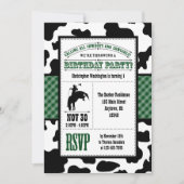 Donk Green Koeienhuid Cowboy Birthday Invitation Kaart (Voorkant)