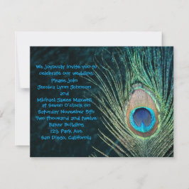 Donk Green Peacock Wedding Invitation Kaart