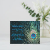 Donk Green Peacock Wedding Invitation Kaart (Staand voorkant)