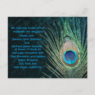 Donk Green Peacock Wedding Invitation Kaart