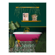 Donk Green Romantic Bathroom | Roze Poster van Bat
