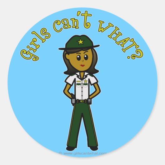 Donk Green Sheriff Girl Ronde Sticker (Voorkant)