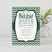 Donk Green White Chevron Baby shower Invitation Kaart (Staand voorkant)