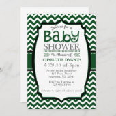 Donk Green White Chevron Baby shower Invitation Kaart (Voorkant / Achterkant)