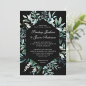 Donk Greenery Moody Elegant Floral Wedding Kaart (Staand voorkant)