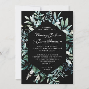 Donk Greenery Moody Elegant Floral Wedding Kaart