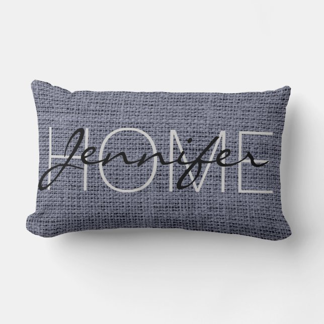 Donk Grey Burlap Rustic Monogram Kussen (Voorkant)