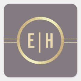 Donk Mocha Gold Custom Monogram Weddenschap Vierkante Sticker