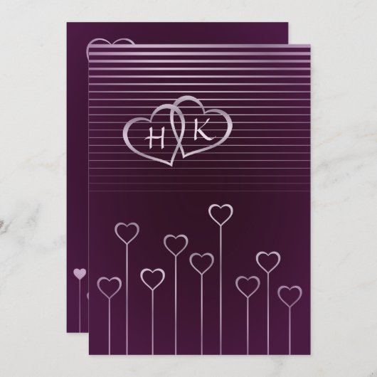 Donk Monogram Silver Heart Weddenschap Kaart (Voorkant / Achterkant)