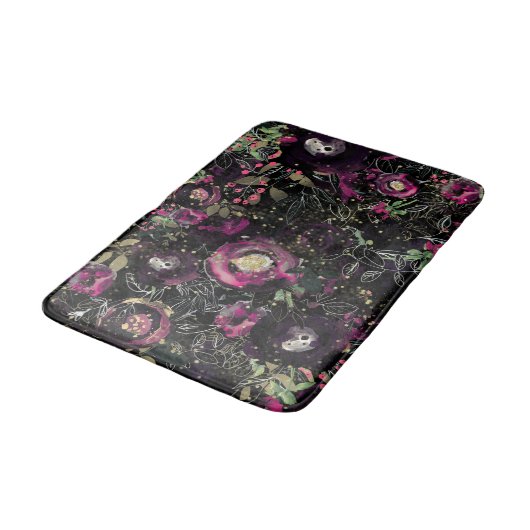 Donk Moody Berry Plum Sparkle Floral Modern Badmat (Gekanteld)