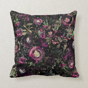Donk Moody Berry Plum Sparkle Floral Modern Kussen