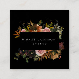 Donk Moody Black Rustic Autumn Floral Square Busin Vierkante Visitekaartje