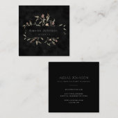Donk Moody Black Rustic Autumn Floral Vierkante Visitekaartje (Voorkant / Achterkant)