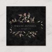 Donk Moody Black Rustic Autumn Floral Vierkante Visitekaartje (Voorkant)