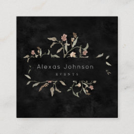 Donk Moody Black Rustic Autumn Floral Vierkante Visitekaartje