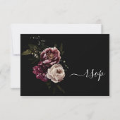 Donk Moody Blush Burgundy Floral Geen menu RSVP-ka (Voorkant)