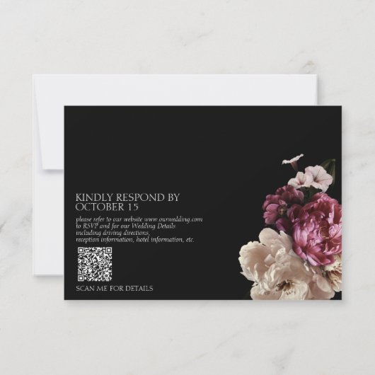 Donk Moody Blush Burgundy Floral QR Code RSVP Card (Achterkant)