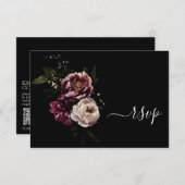 Donk Moody Blush Burgundy Floral QR Code RSVP Card (Voorkant / Achterkant)