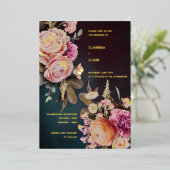 Donk Moody Bold Floral Gold Wedding Folie Uitnodiging (Staand Voorkant)