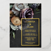 Donk Moody Bold Floral Gold Wedding Folie Uitnodiging (Voorkant)
