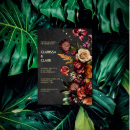 Donk Moody Bold Wild Flower Wedding Folie Uitnodiging