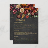 Donk Moody Bold Wild Flower Wedding Informatiekaartje (Voorkant / Achterkant)