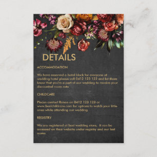 Donk Moody Bold Wild Flower Wedding Informatiekaartje