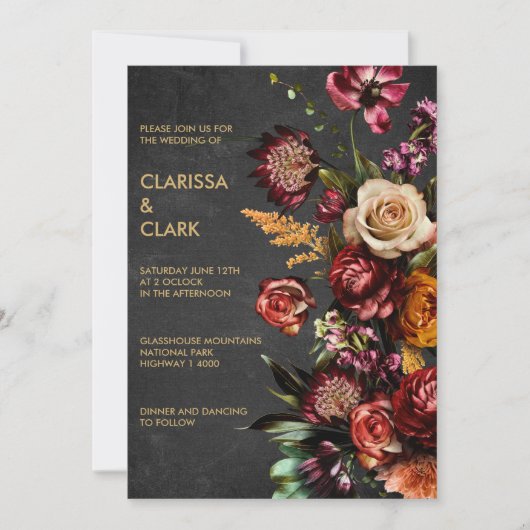 Donk Moody Bold Wild Flower Wedding Kaart (Voorkant)