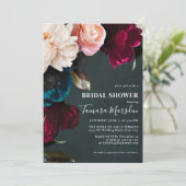 Donk Moody Burgundy Blue Blush Pink Floral Kaart (Staand voorkant)