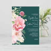 Donk Moody Emerald Blush Floral Stylish Script Kaart (Staand voorkant)