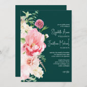 Donk Moody Emerald Blush Floral Stylish Script Kaart (Voorkant / Achterkant)