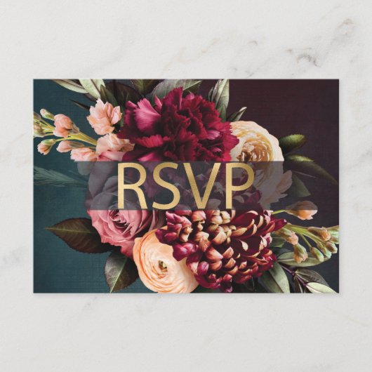 Donk Moody Floral Bold Red RSVP Informatiekaartje (Voorkant)